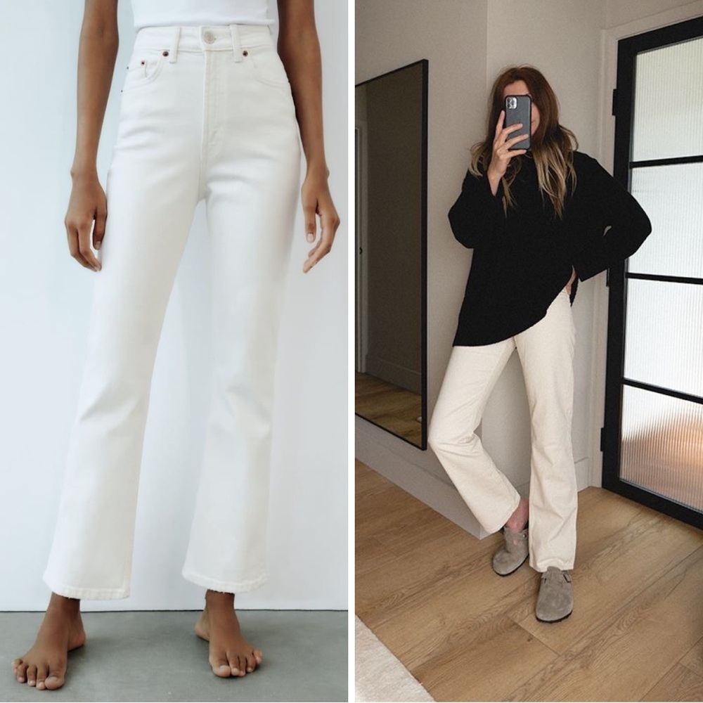Zara Ecru Stove Pipe Jeans